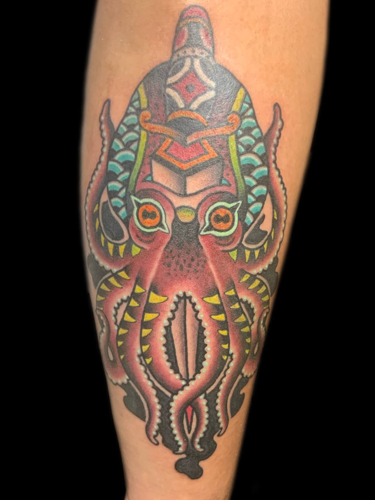 タコのアメリカントラディショナルタトゥー